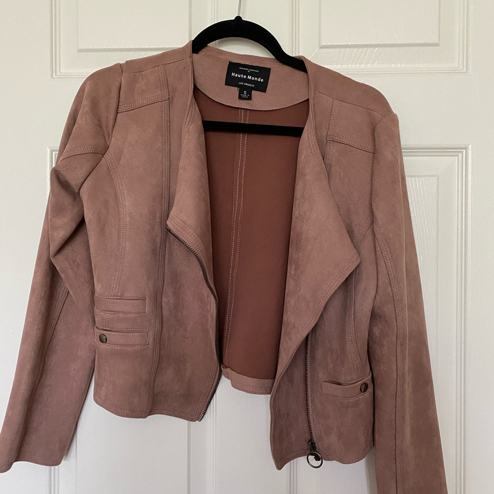 Faux Suede Blush Motorcycle Jacket